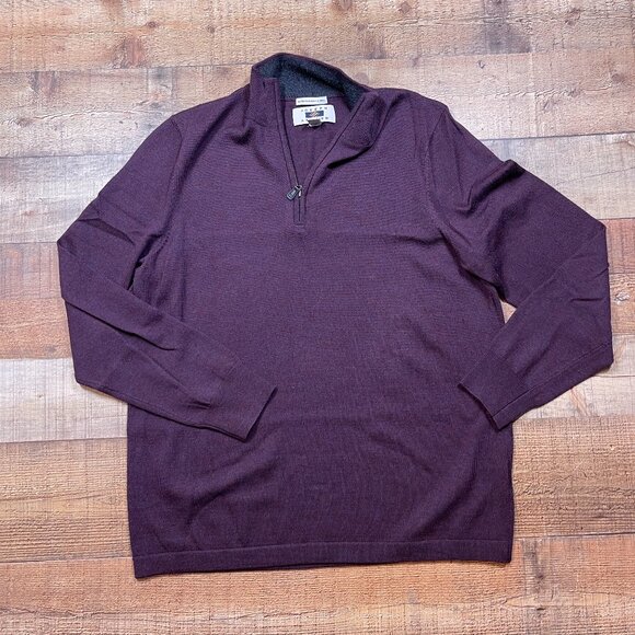 Joseph Abboud Purple Extra Fine Merino Wool 1/4 Zip Sweater size M - Picture 1 of 3